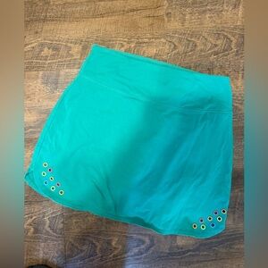 🎉2/$10 Stylish Teal Midi Skirt with Eyelet Detail